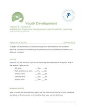 Youth Development Curriculum Module 3, Lesson 8