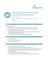 (Y1) Lesson 6: A Maintained and Healthy Garden - Parent Child Communication