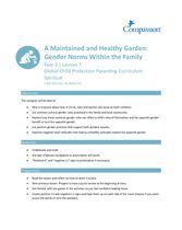 (Y2) Lesson 7: A Maintained and Healthy Garden - Gender Norms within the Family