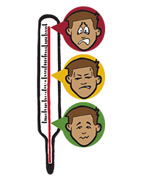 A thermometer showing the different levels of stress.