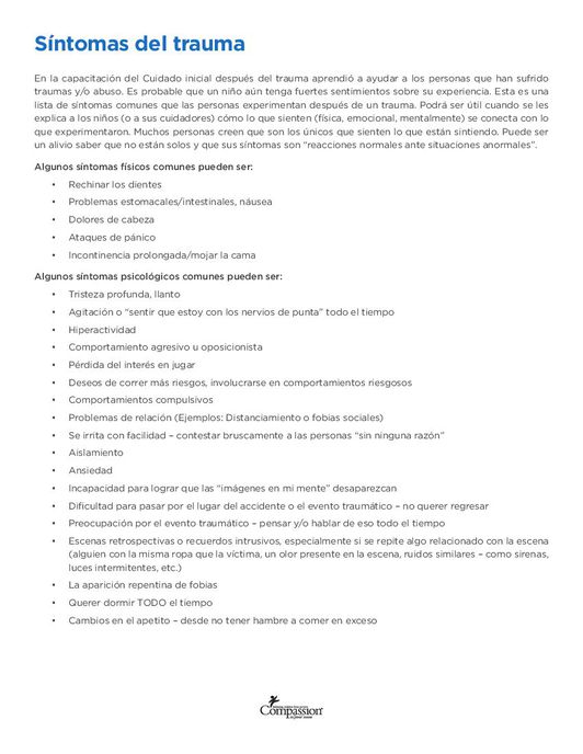 Symptoms of Trauma (Spanish) ForChildren