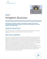 Youth Entrepreneurship Lesson 1: Kingdom Business