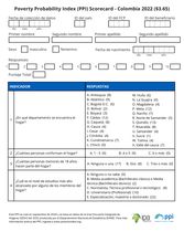 Colombia Compassion PPI Scorecard (Spanish Only)