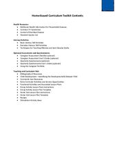 SEC Home-based Curriculum Toolkit Contents