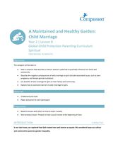 (Y2) Lesson 8: A Maintained and Healthy Garden - Child Marriage